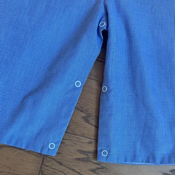 Embroidered Football Blue Gingham Smocked Romper - Picture 7 of 8